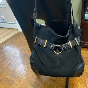 Tote  black suede whit patent